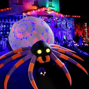 DomKom Giant 16FT Halloween Inflatable Decorations Spider Magic LED Lights